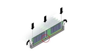 image:DIMM の取り付け方法を示す図。