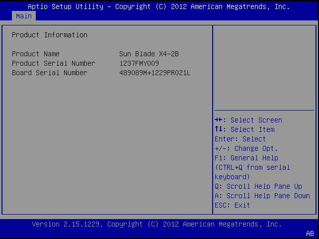 image:BIOS 設定ユーティリティー「Main」メニュー画面のスクリーンショット。