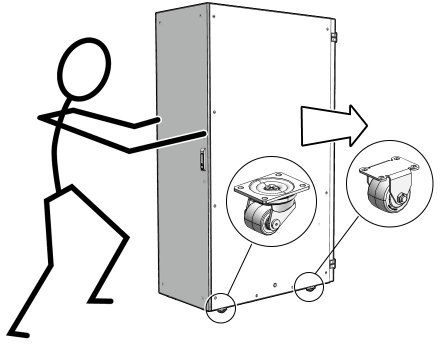 Figure showing an Oracle Virtual Compute Appliance being pushed from the back of the rack.