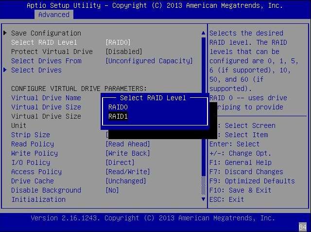 image:Figure of the Select RAID Level popup window