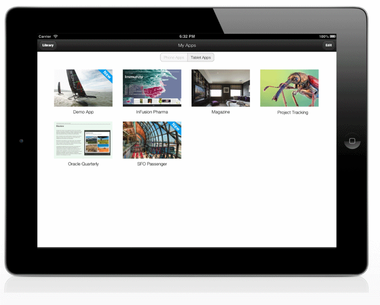 Apps library shown on iPad