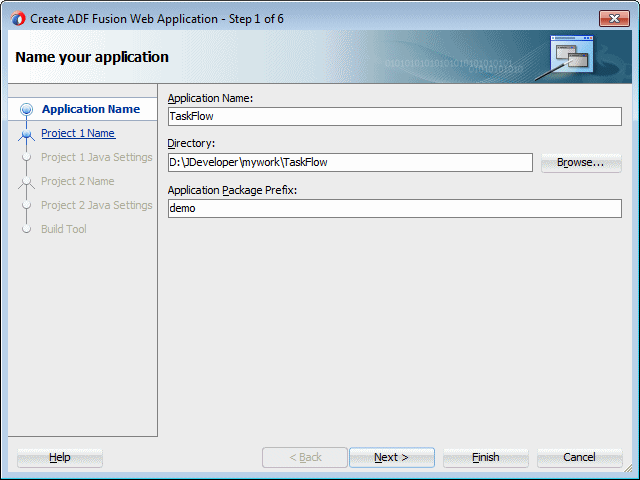 This screenshot shows the Application Name selected in the left pane and the option to name the application in the right pane