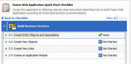 This screenshot shows all the sub tasks of step 3 of the checklist with the first subject marked done