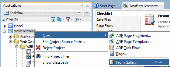 This screenshot shows the right-click menu displayed on the View Controller project, with option New From Gallery selected