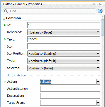 This screenshot shows where to select rollback in the expanded Common tab of the Properties window