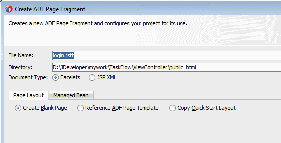 This screenshot shows the dialog with the name of the page highlighted, and the default create blank page option selected