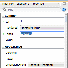 This screenshot shows where to enter the label in the expanded Common tab of the properties window