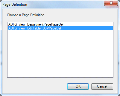 Page definition dialog