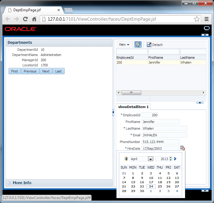 Run time view as before with cursor over calendar/clock and calendar displayed for user to choose a date.
