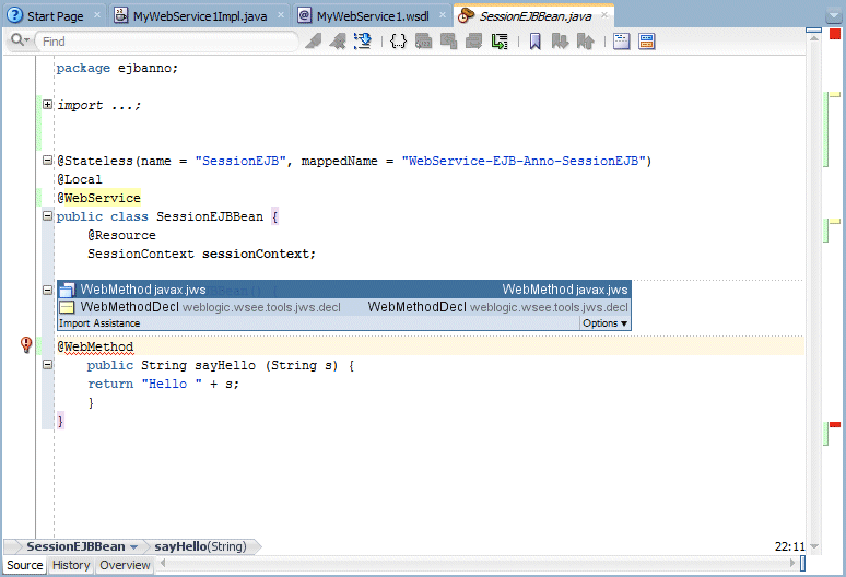 java code editor with complete annotation