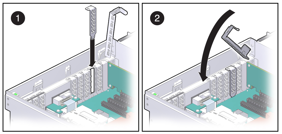 image:Figure showing how to install a PCIe card filler.