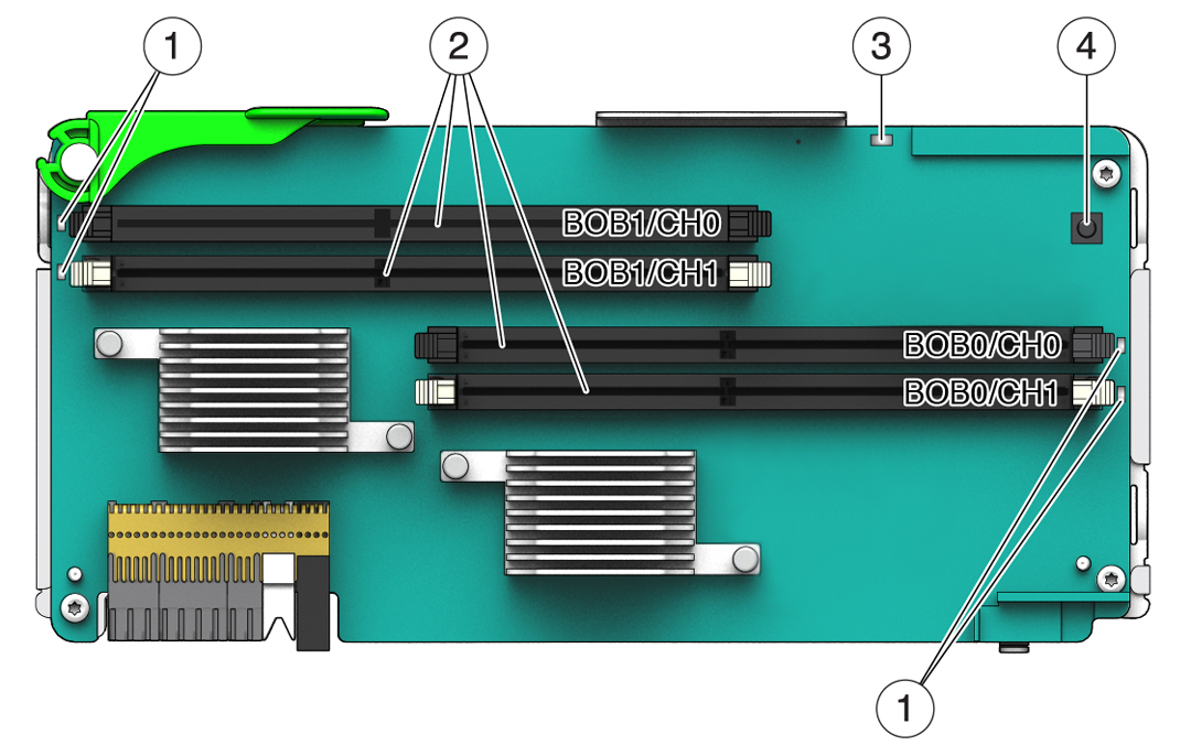 image:Image showing memory riser with components                                 identified.