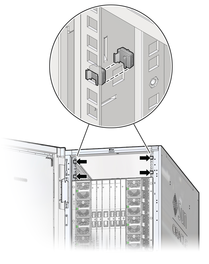 image:Figure showing where to install the cage nuts for the 3U filler                             panel.