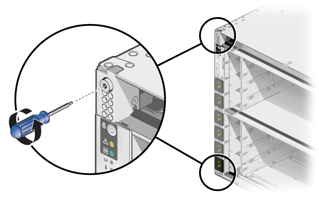 image:Illustration that shows the location of the power module                             screws.