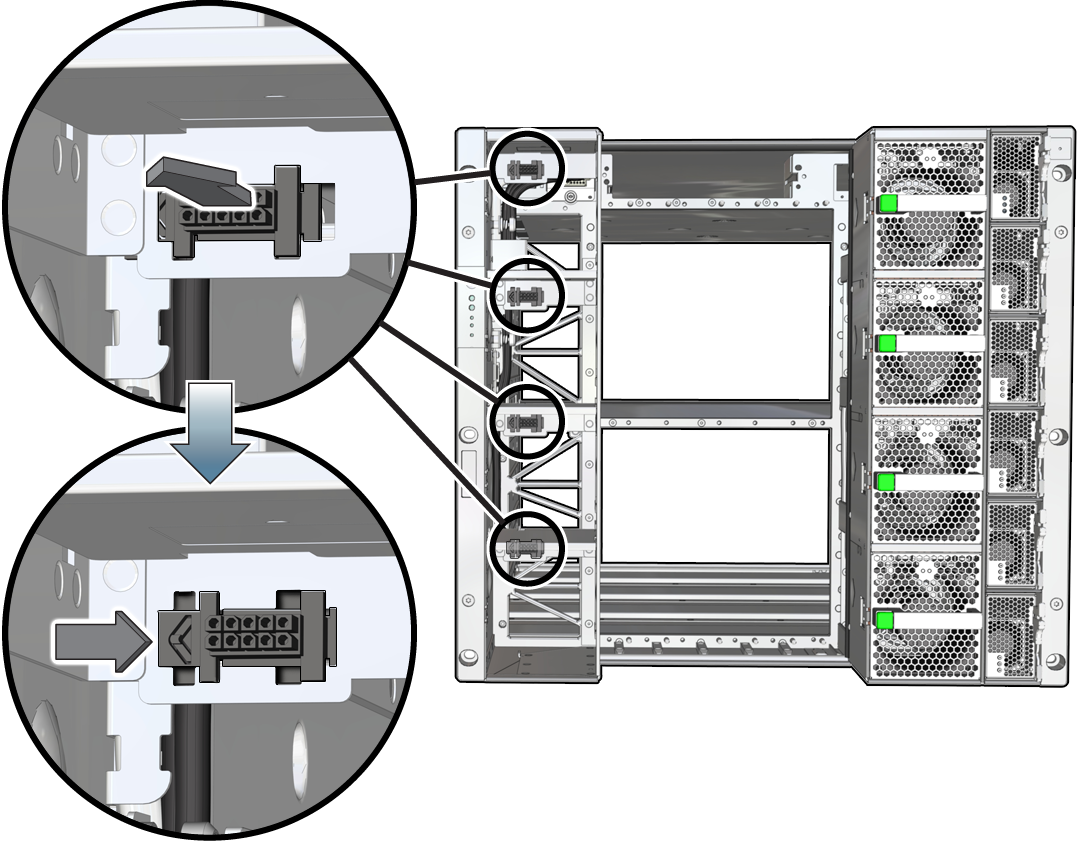 image:Illustration that shows how to insert the panel mount                             connectors.