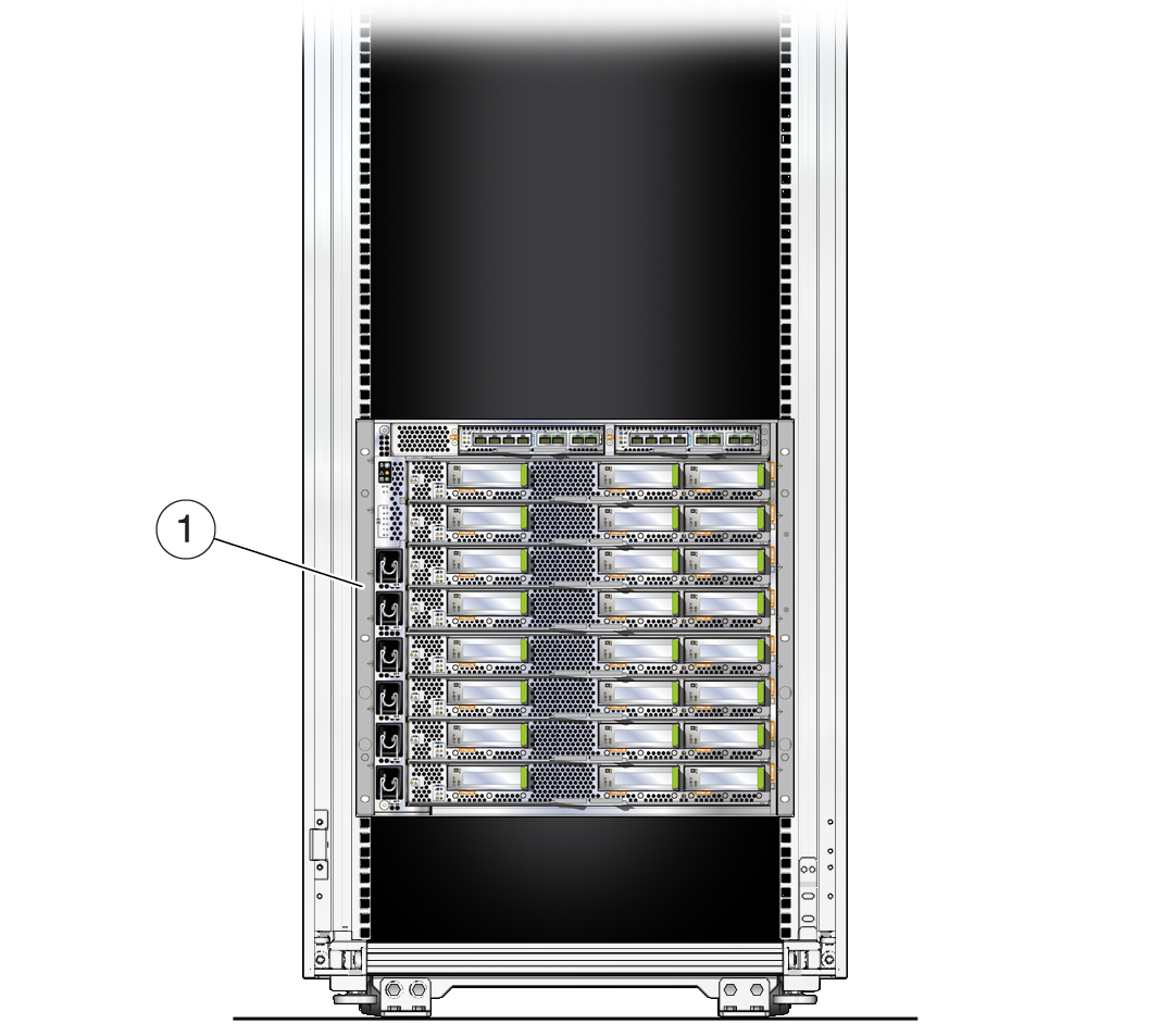 image:Illustration that shows the rear view of the SPARC M8-8 and SPARC M7-8                     servers.