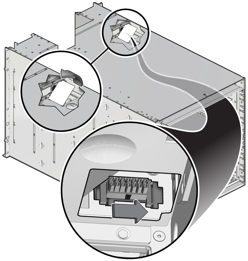 image:Illustration that shows how to access the Molex                             connector.