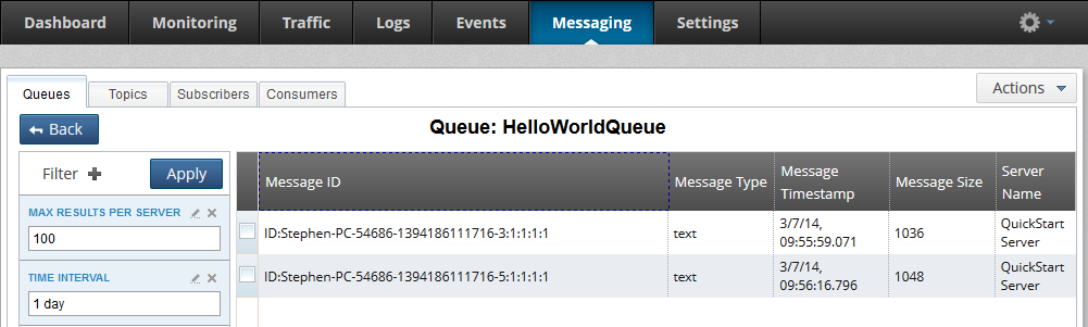 Manage messages in a queues