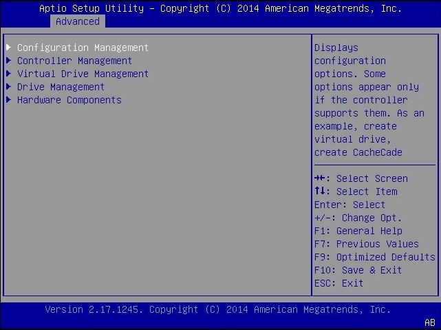 image:Picture of Configuration Utility menu with Configuration                                 Management selection.