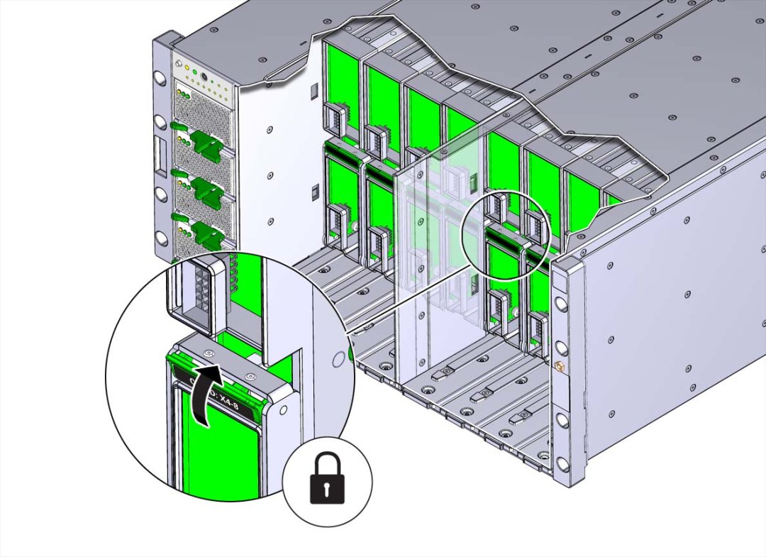 image:An illustration showing how to install a CMOD in a                                 chassis.