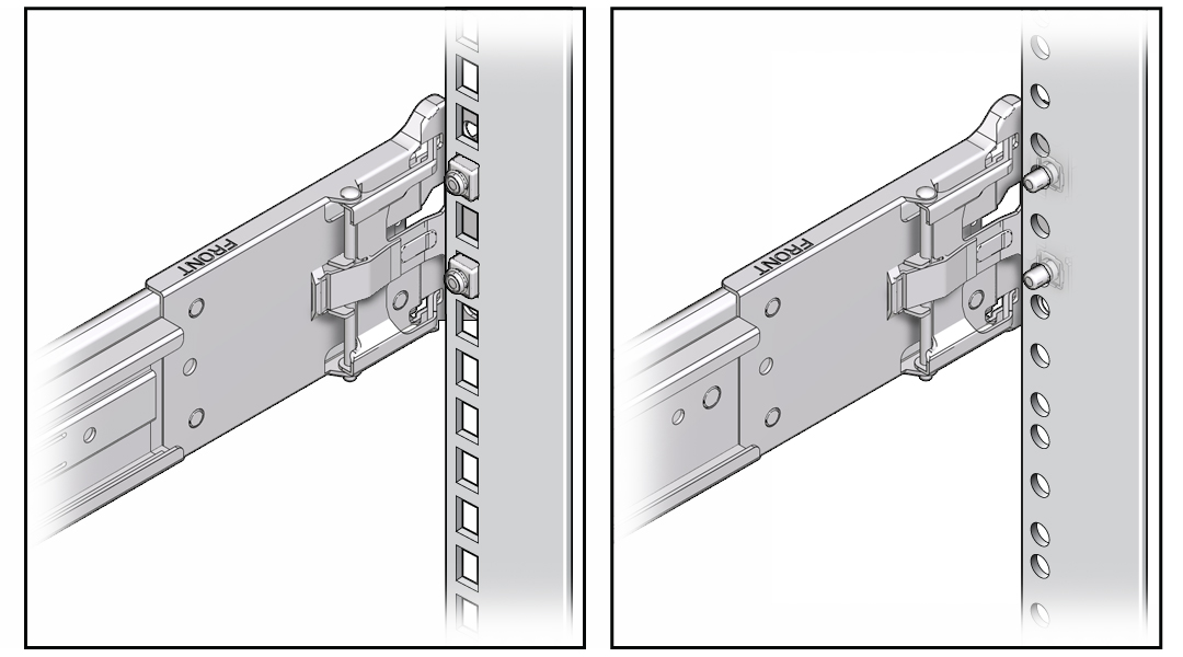 image:Graphic showing how the slide-rail mounting pins operate.