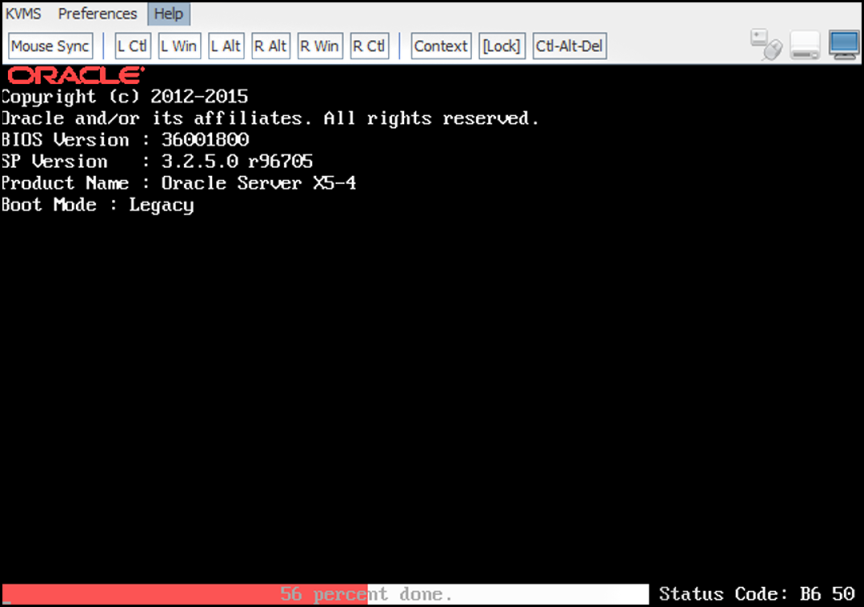 image:A screen capture showing the server boot                                                   screen.