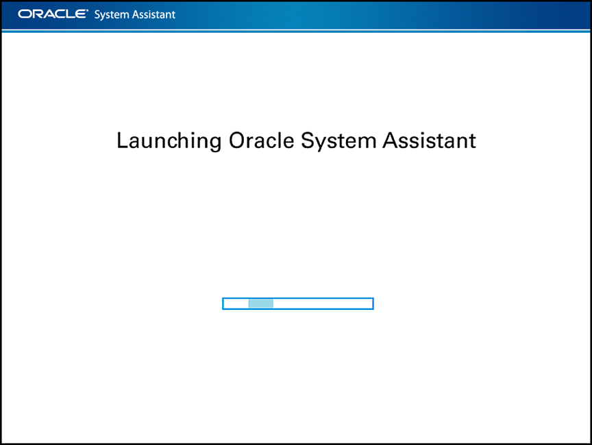 image:A screen capture of the Oracle System                                                   Assistant Launch screen.