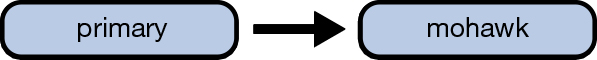image:La seconde commande crée une chaîne de dépendance dans laquelle le domaine mohawk dépend du domaine primary en tant que son maître.