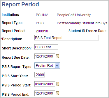 Report Period page