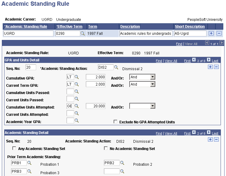 Example of academic standing rules (1 of 4)