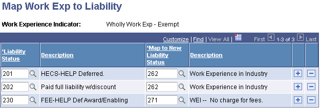 Map Work Exp to Liability page