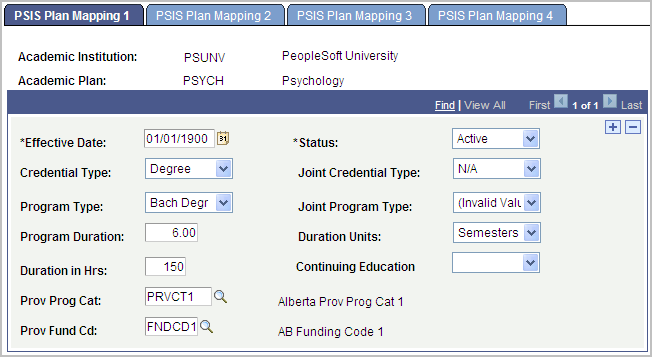 PSIS (Postsecondary Student Information System) Plan Mapping 1 page