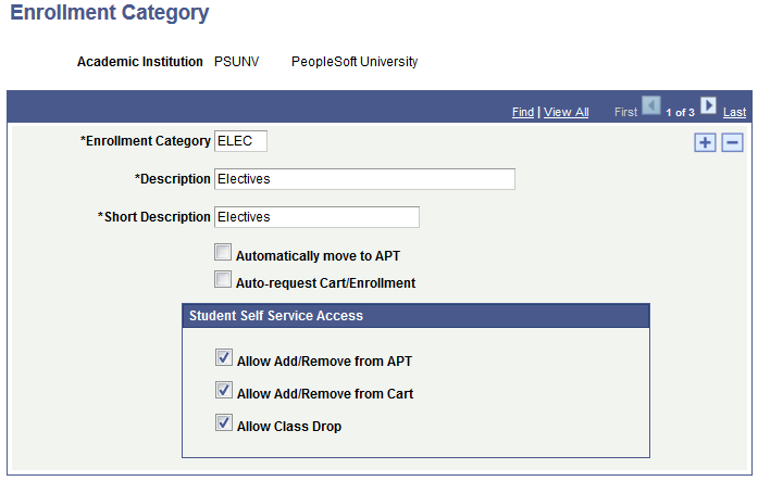 Enrollment Category page