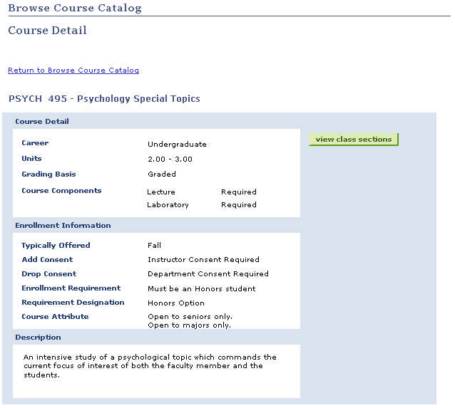 Browse Course Catalog - Course Detail page