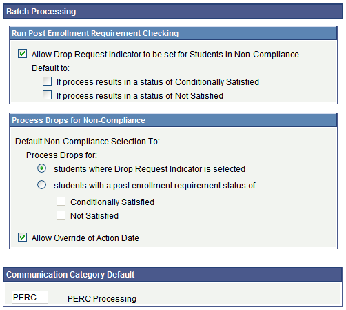 Enrollment Requirement Processing page (2 of 2)