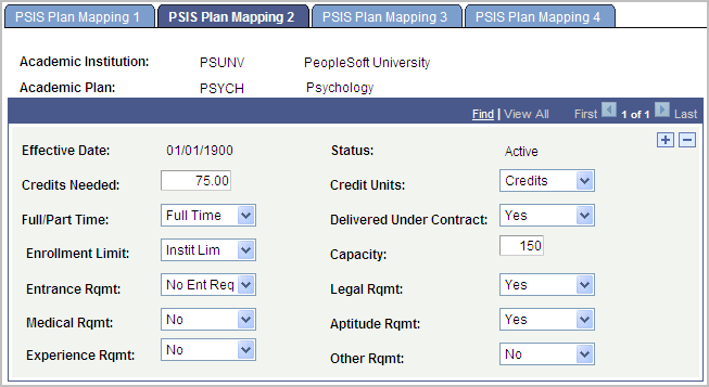PSIS (Postsecondary Student Information System) Plan Mapping 2 page