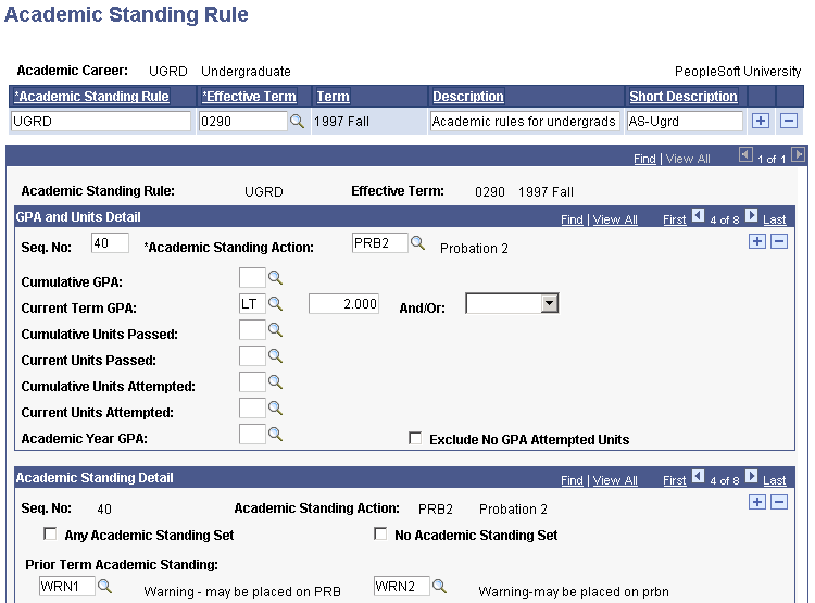 Example of academic standing rules (2 of 4)