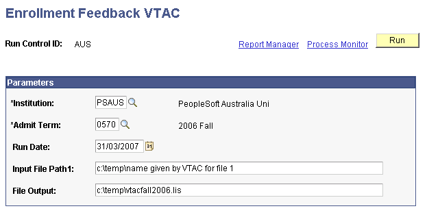 Enrollment Feedback VTAC page