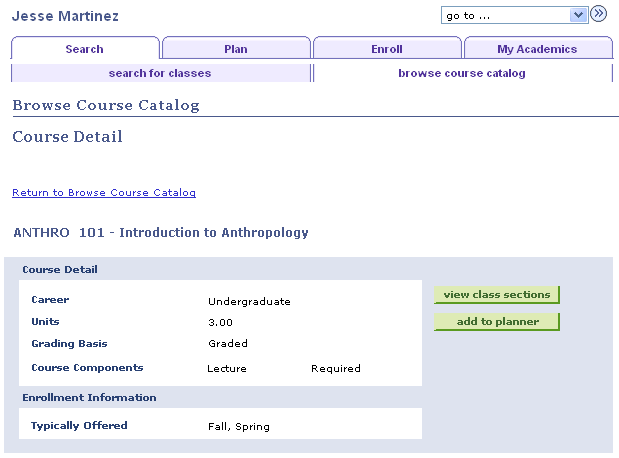 Browse Course Catalog - Course Detail page (1 of 2)