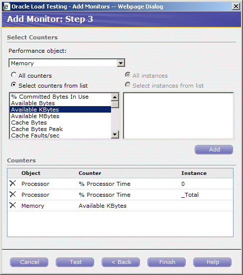 Add Monitors Step 3 with Processors and Memory Selected