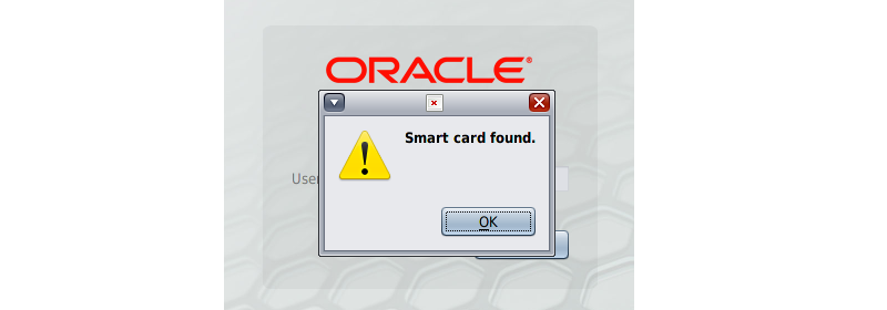image:「smart card found」ダイアログボックスのスクリーンショット。