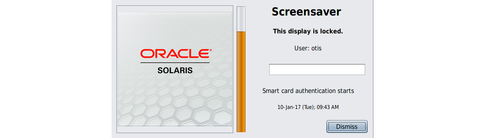 image:パスワード入力フィールドが空のスクリーンセーバーのスクリーンショット。