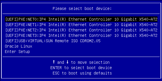 image:Graphic showing the Please Select Boot Device menu in                                         UEFI Boot Mode.