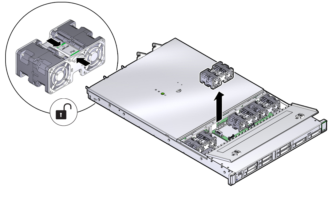 image:Graphic showing removal of a fan module.