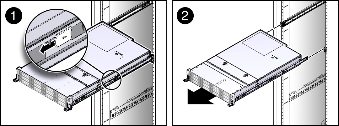 image:Figure showing the server being removed from the chassis.