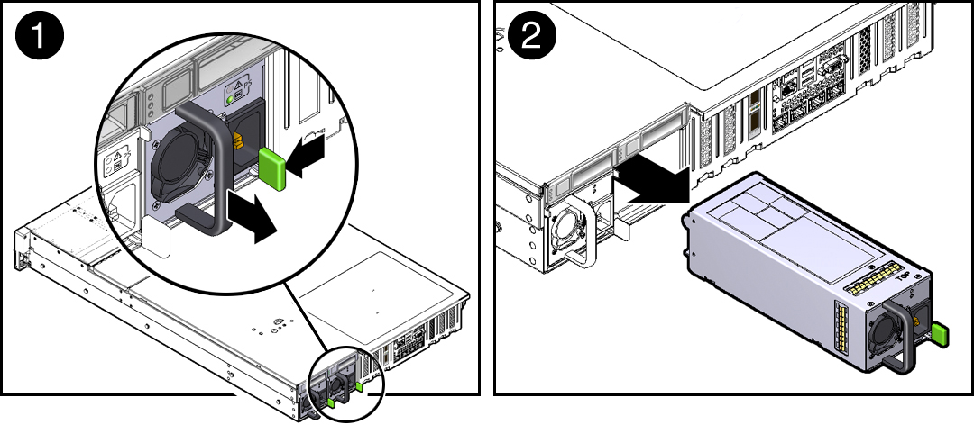 image:Figure showing a power supply being removed from the chassis.