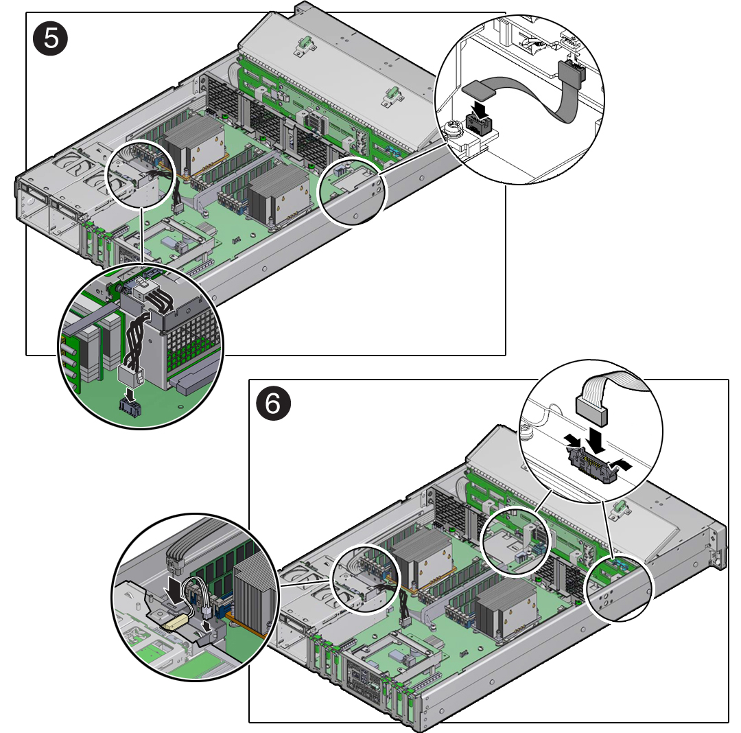 image:Figure showing cables being connected to the motherboard assembly.