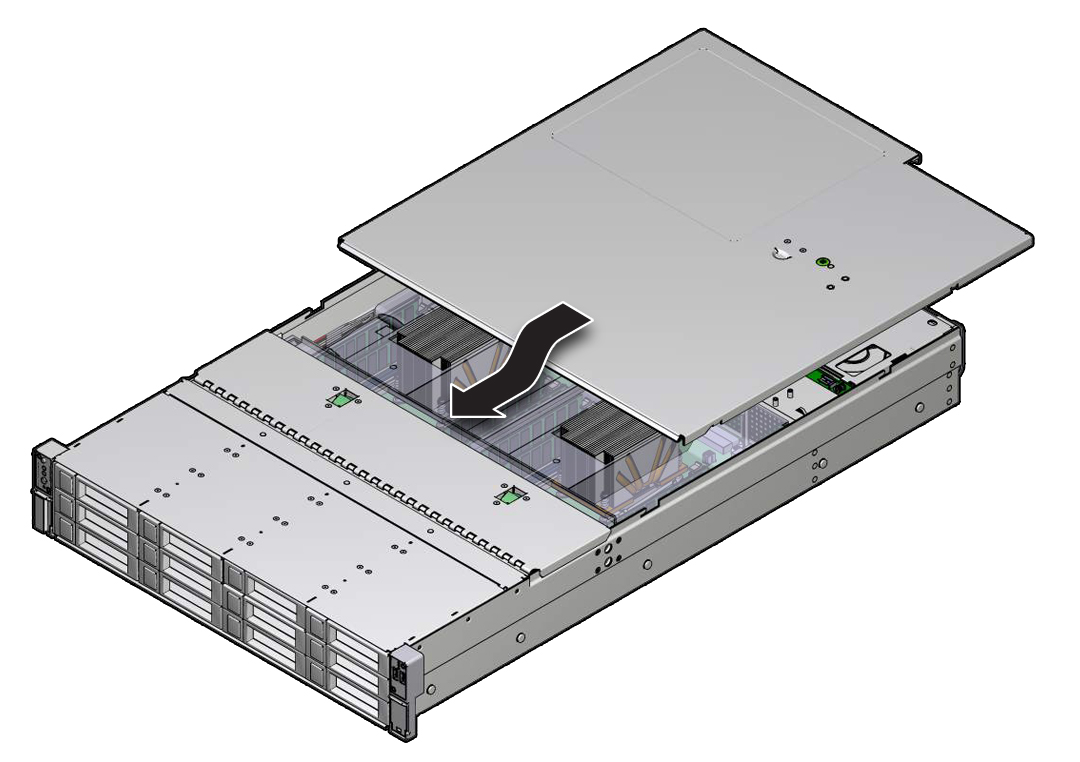 image:Figure showing the server top cover being installed.