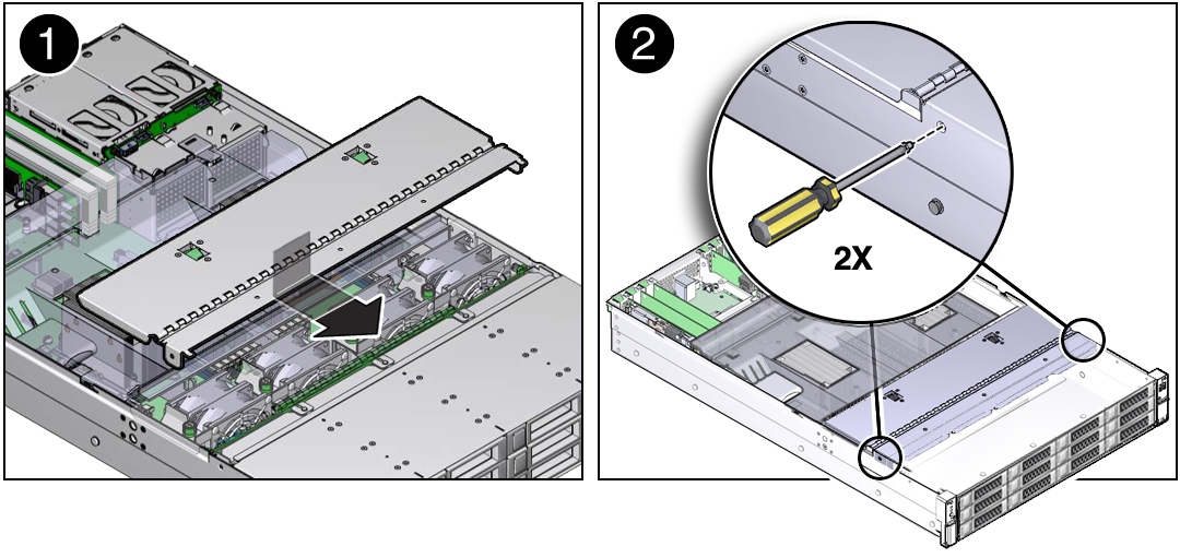 image:Figure showing the installation of the fan assembly door.