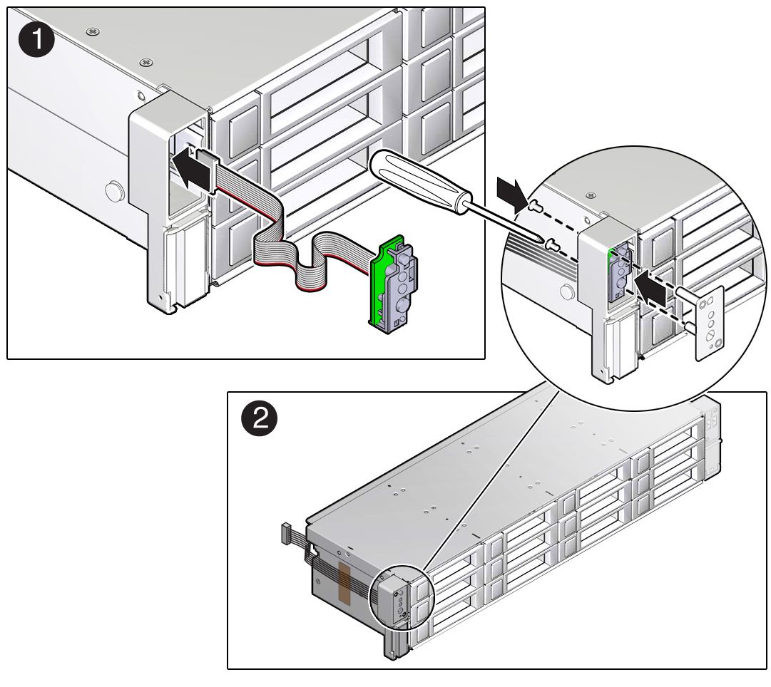 image:Figure showing the installation of the left LED indicator module.